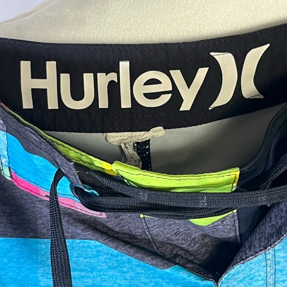 Hurley Phantom Boys Board Shorts Black, Green, Pink, Blue and Yellow Size 12 - Picture 4 of 12